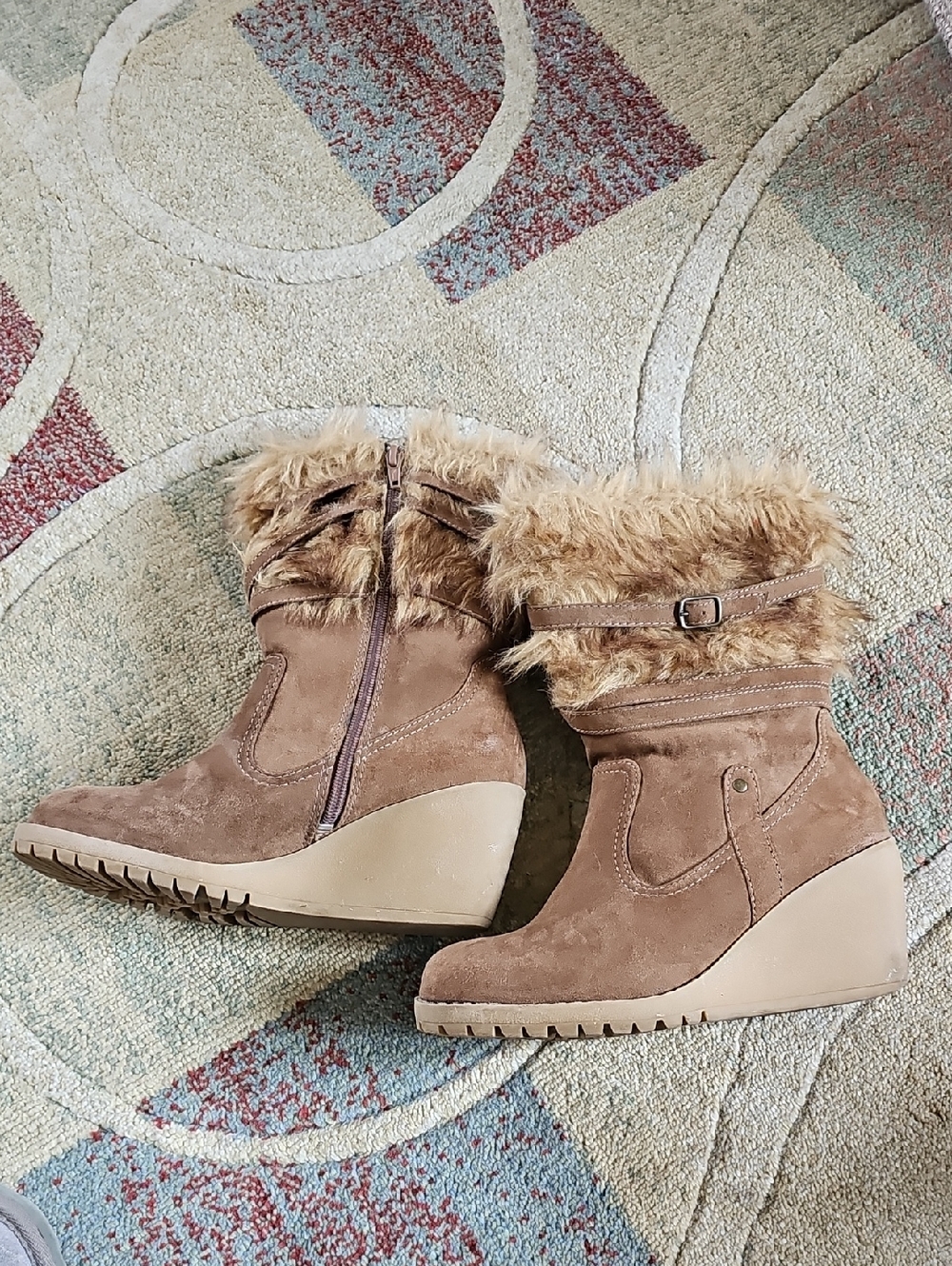Womens, Lollypop, Wedge Boot, Beige, Sz. 7
